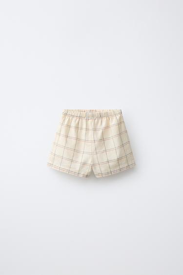 ШОРТЫ В КЛЕТКУ — ЦВЕТ СЛИВОЧНОГО МАСЛА от Zara