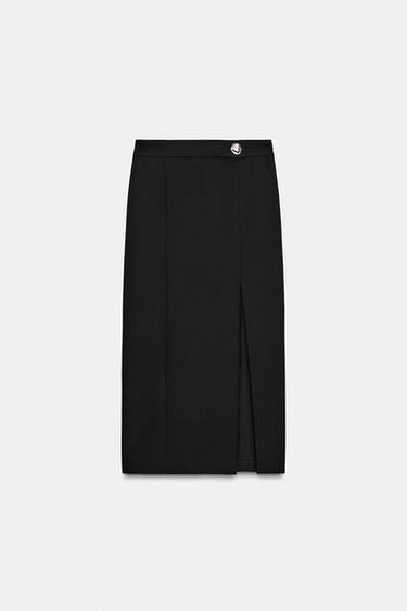 MIDI PENCIL SKIRT WITH VENT - Black by Zara