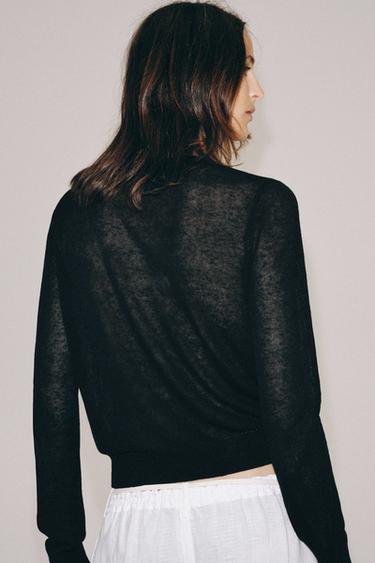 PULL EN MAILLE AVEC BOUTONS - Noir de Zara - Image 4