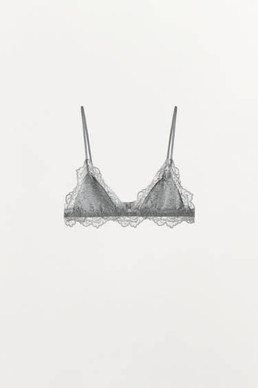 POINTELLE LACE BRALETTE - Grey marl by Zara