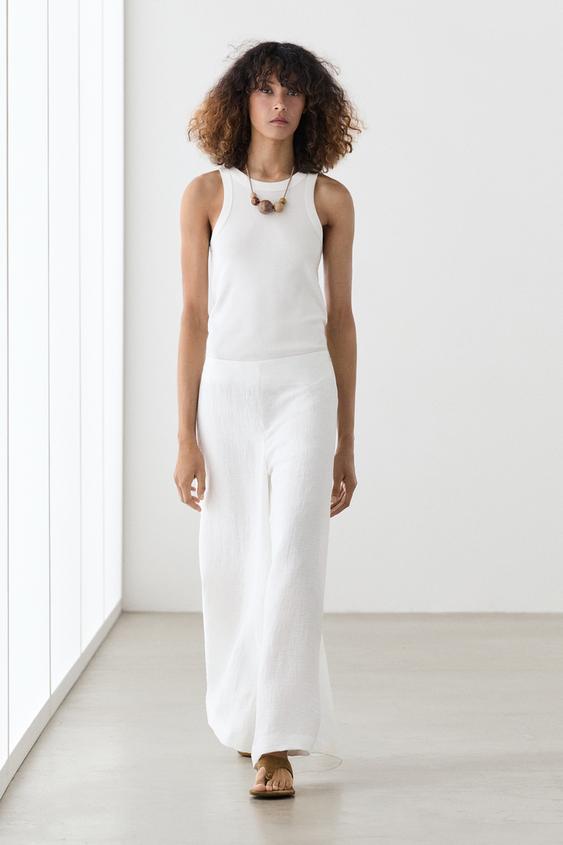 Linen blend palazzo trousers from Zara - $180