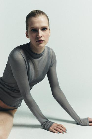 OBERTEIL AUS VISKOSEMIX MIT LOCHMUSTER - Grau von Zara