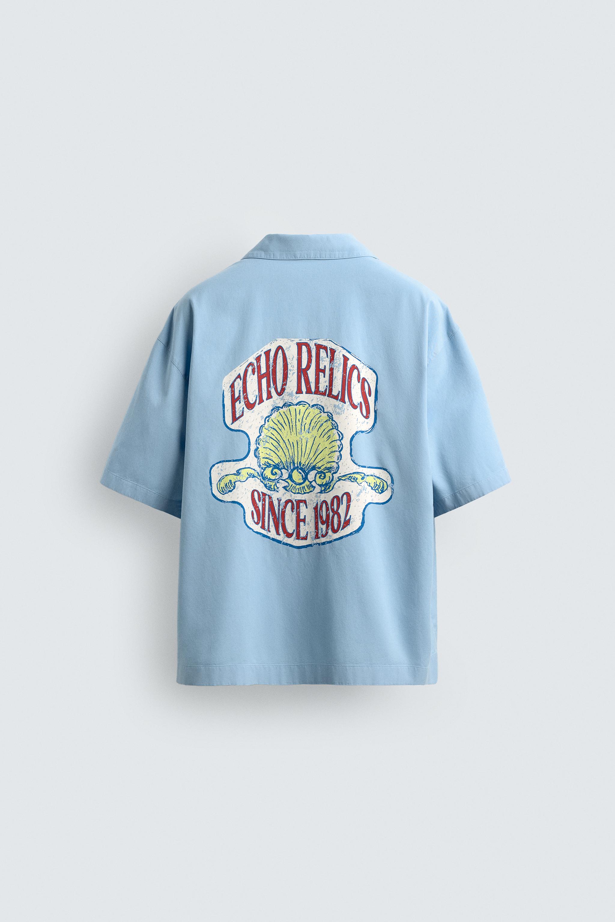 RELAXED FIT LYOCELL - COTTON PRINTED SHIRT