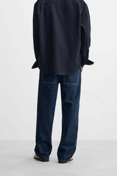 WIDE-LEG JEANS WITH TOPSTITCHING - Blue by Zara - Image 2