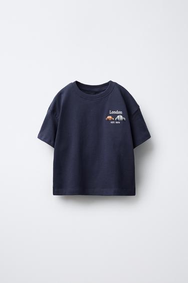 EMBROIDERED T-SHIRT - Navy blue by Zara - Image 0