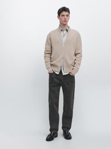 Zara Cotton zip-up knit cardigan - Mink