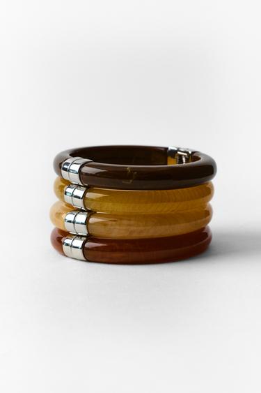 PACK OF 4 ARTICULATED BRACELETS - Brown by Zara