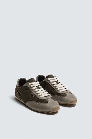 Zara RETRO-STYLE SNEAKERS - Khaki Green