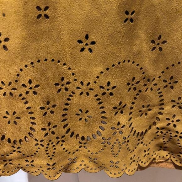 BROWN HALTER TOP EYELET DETAIL FAUX SUEDE LOOK BUTTON CLOSURE SIZE SMALL - Image 2