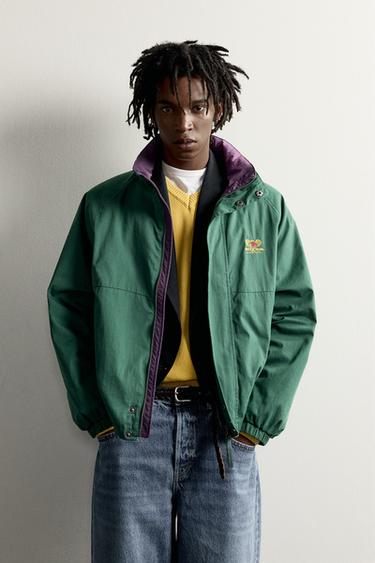 JAQUETA COM CONTRASTES BORDADO FRUIT OF THE LOOM™ - Verde da Zara