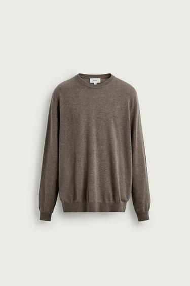 SUÉTER REGULAR FIT EM CAXEMIRA - Areia / Vigoré da Zara