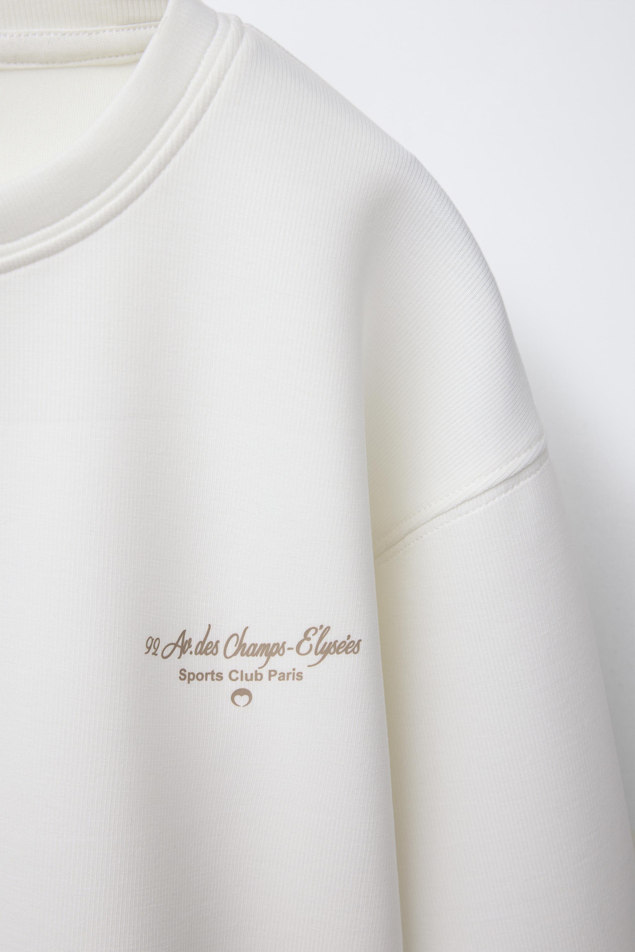 ATHLETIC SWEATSHIRT WITH TEXT - Ecru | ZARA United States