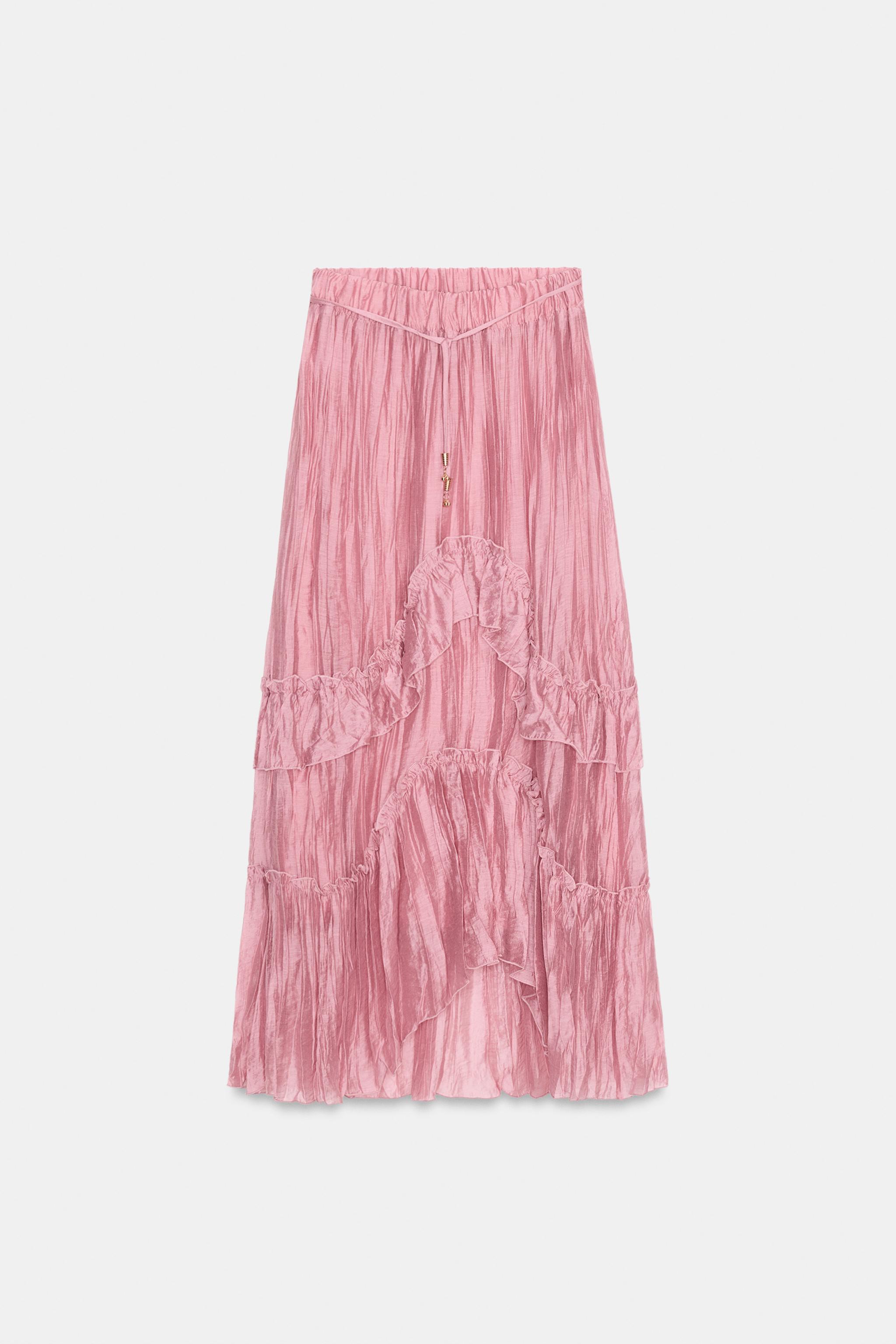 RUFFLED MIDI SKIRT