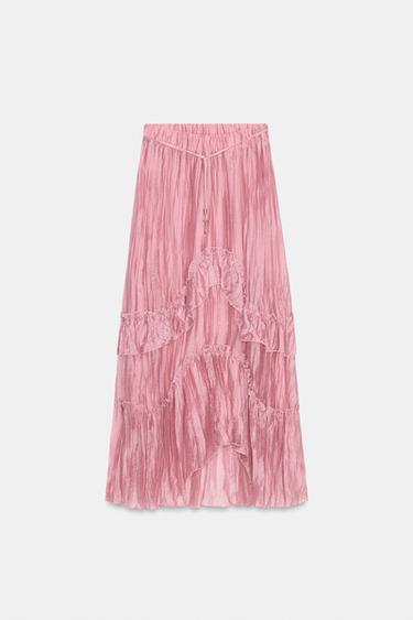 RUFFLED MIDI SKIRT - MARSALA by Zara - Image 9
