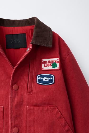 CONTRAST COLLAR PATCH JACKET - Red by Zara - Image 2