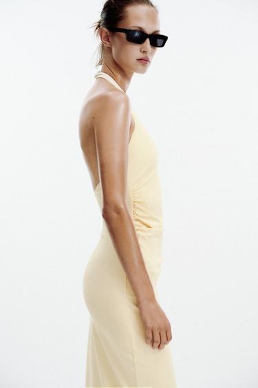 VESTIDO HALTER DRAPEADO - Amarelo de Zara
