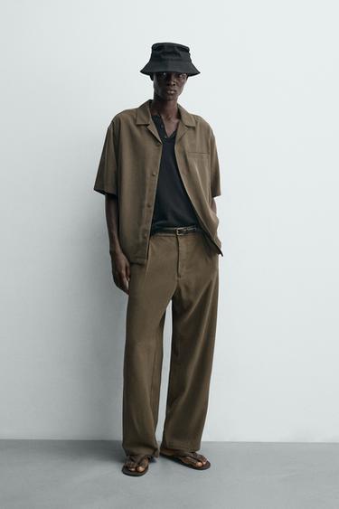 Zara RELAXED FIT FLOWY SHIRT - Brown / Taupe - Image 0