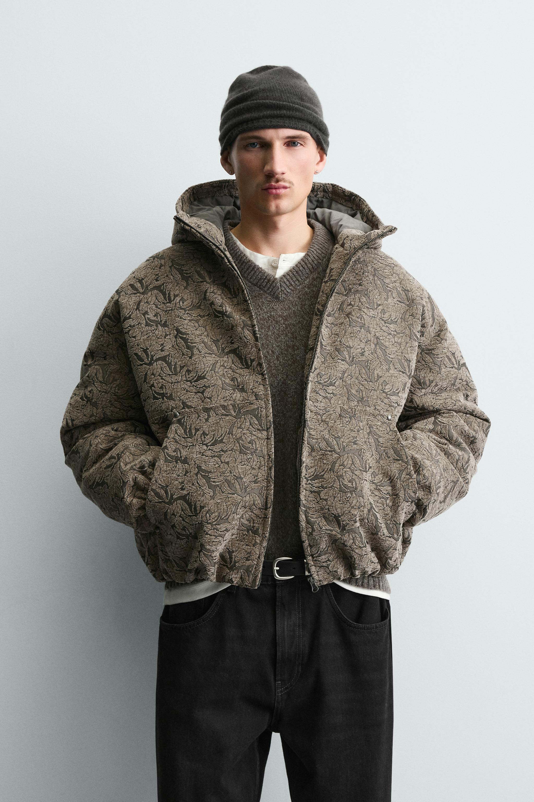 JAQUETA ACOLCHOADA JACQUARD - castanho | ZARA Brasil