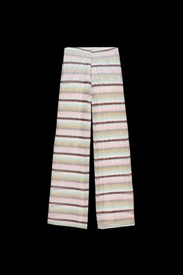 Zara METALLIC THREAD STRIPED PANTS - Multicolored