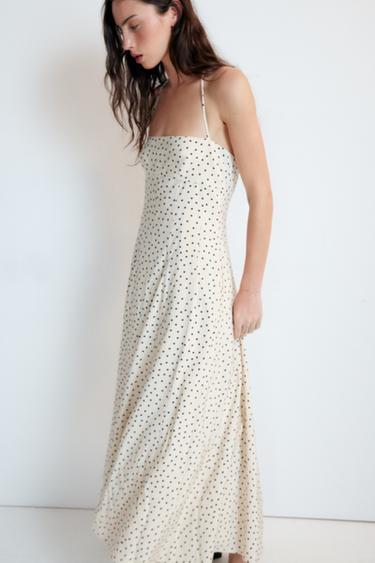 VOLUMINOUS FLOWING HALTER DRESS - Black / White by Zara