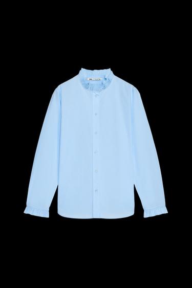Zara ZW COLLECTION RUFFLED SHIRT - Light blue - Image 0
