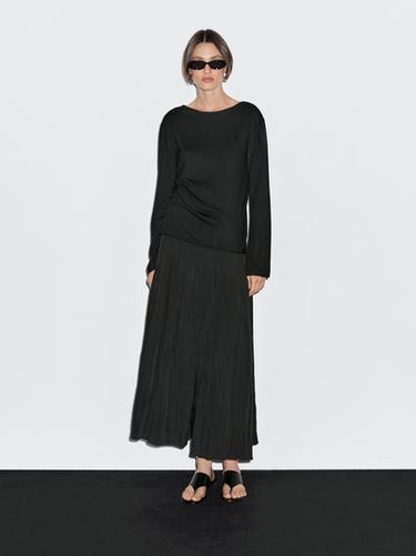Zara Wool blend boat neck sweater - Black