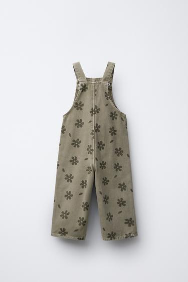FLOWER PRINT TWILL DUNGAREES - Brown by Zara - Image 1
