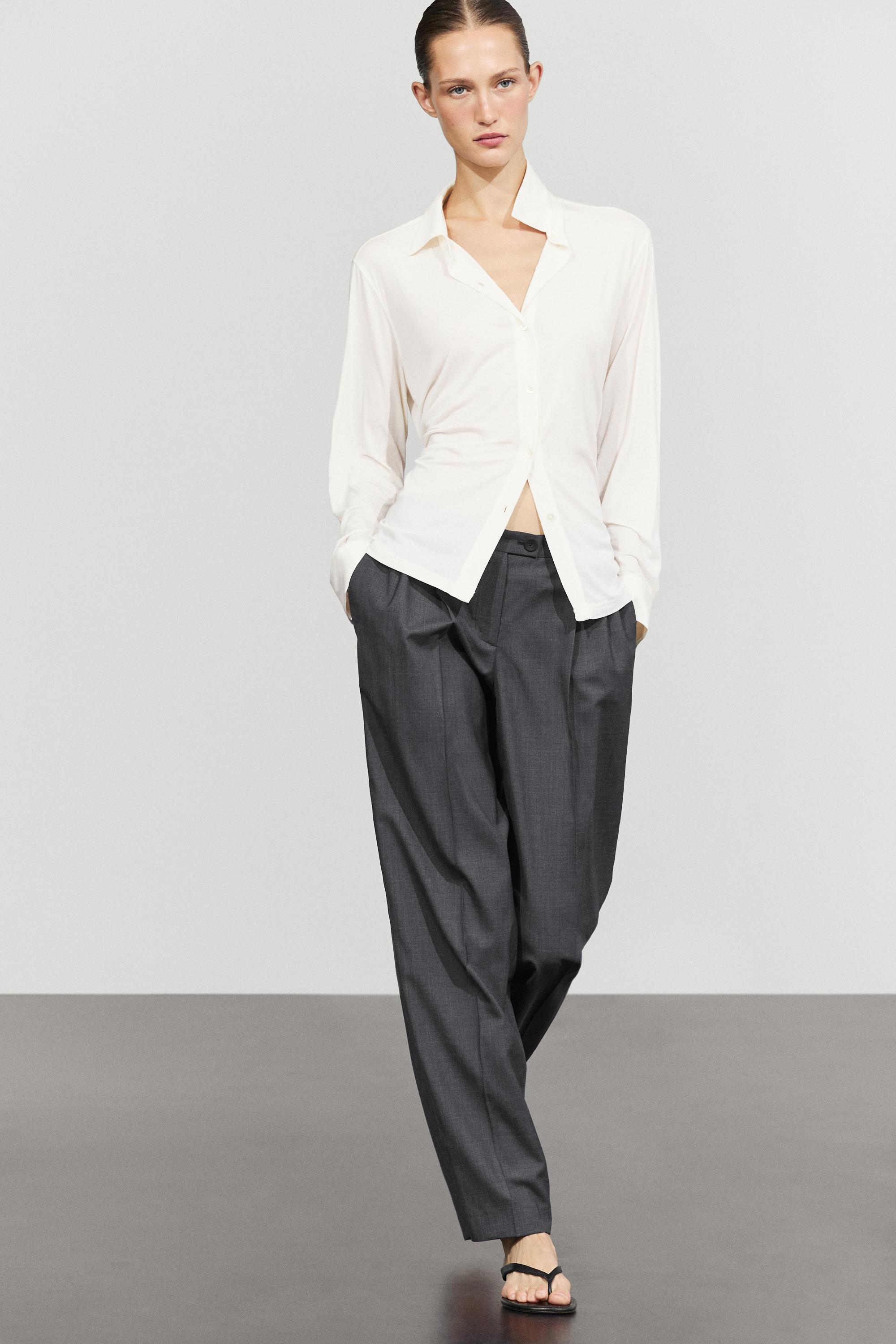 100% cool wool pleated pants — Cobalt