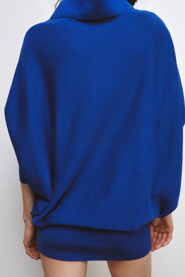 PULL LONG EN MAILLE À MANCHES CHAUVE-SOURIS - Bleu roi de Zara - Image 3