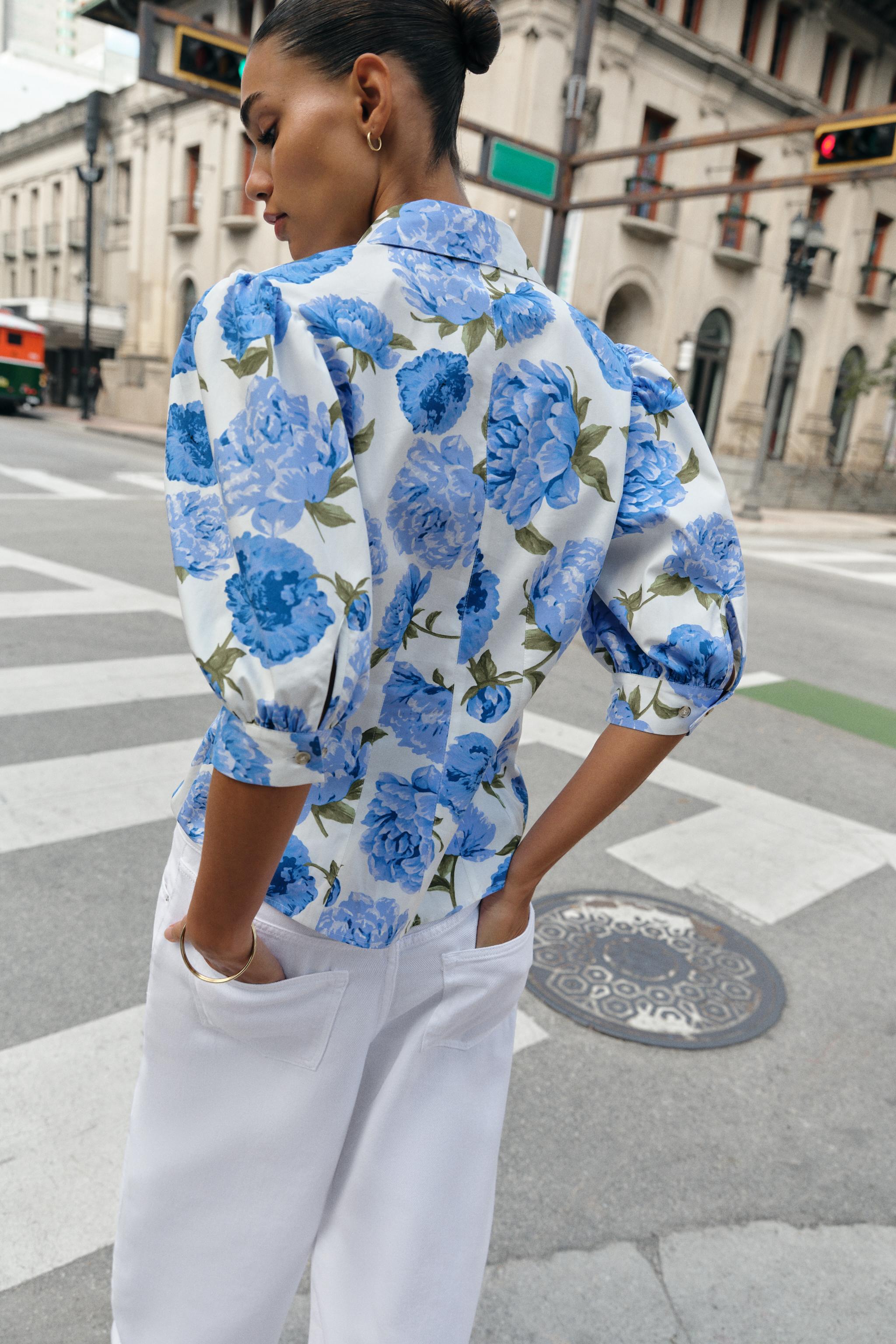 CHEMISE EN POPELINE À IMPRIMÉ FLORAL