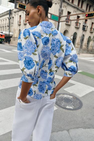 CHEMISE EN POPELINE À IMPRIMÉ FLORAL - Multicolore de Zara - Image 5