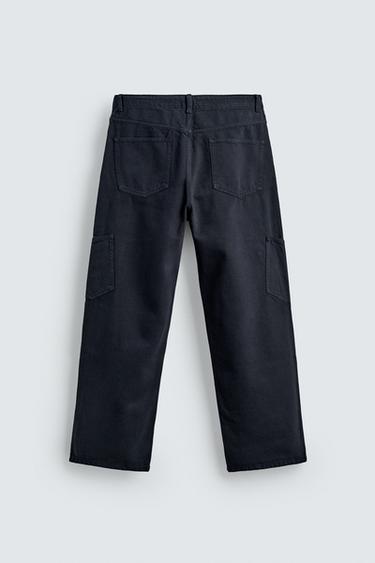 STRAIGHT-LEG CARGO TROUSERS - Dark navy by Zara - Image 8
