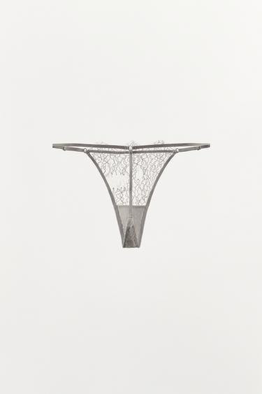 TANGA EN DENTELLE - Gris de Zara - Image 3