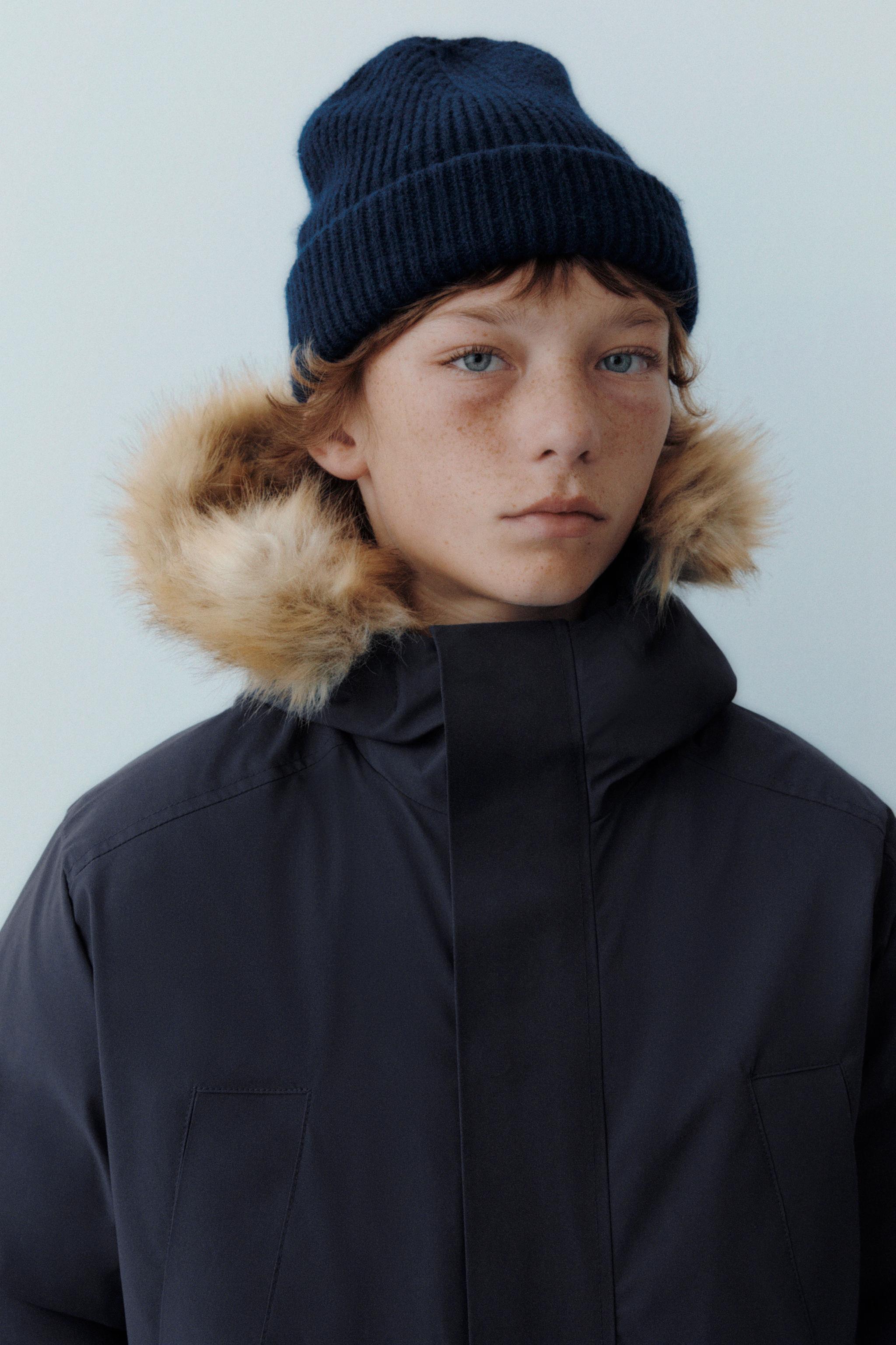 LONG 50% FEATHER AND DOWN WATER REPELLENT PUFFER COAT WITH REMOVABLE FAUX FUR HOODIE