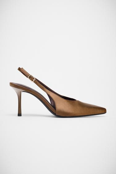 SLINGBACK HIGH-HEEL SHOES - Brown by Zara