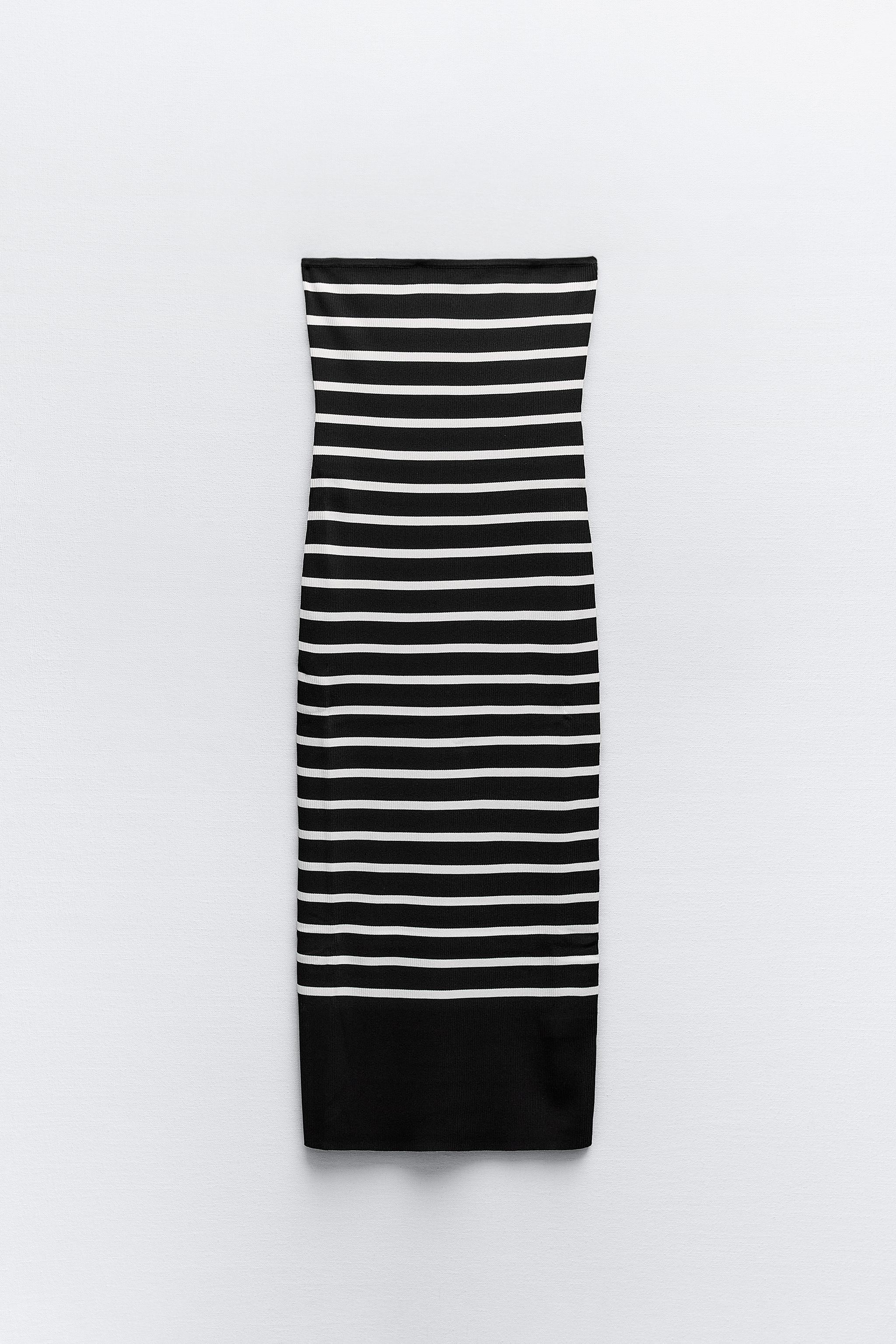 Zara black and store white striped dress