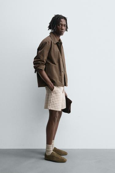 TEXTURED CHECK BERMUDA SHORTS - Beige by Zara - Image 3