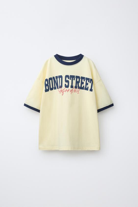 Zaras T-SHIRT MED TEXTTRYCK - Ljusgul - Bild 0