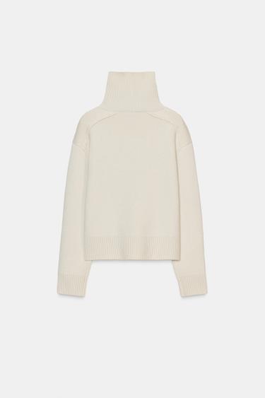 WOOL HIGH NECK JUMPER - Ecru by Zara - Image 3