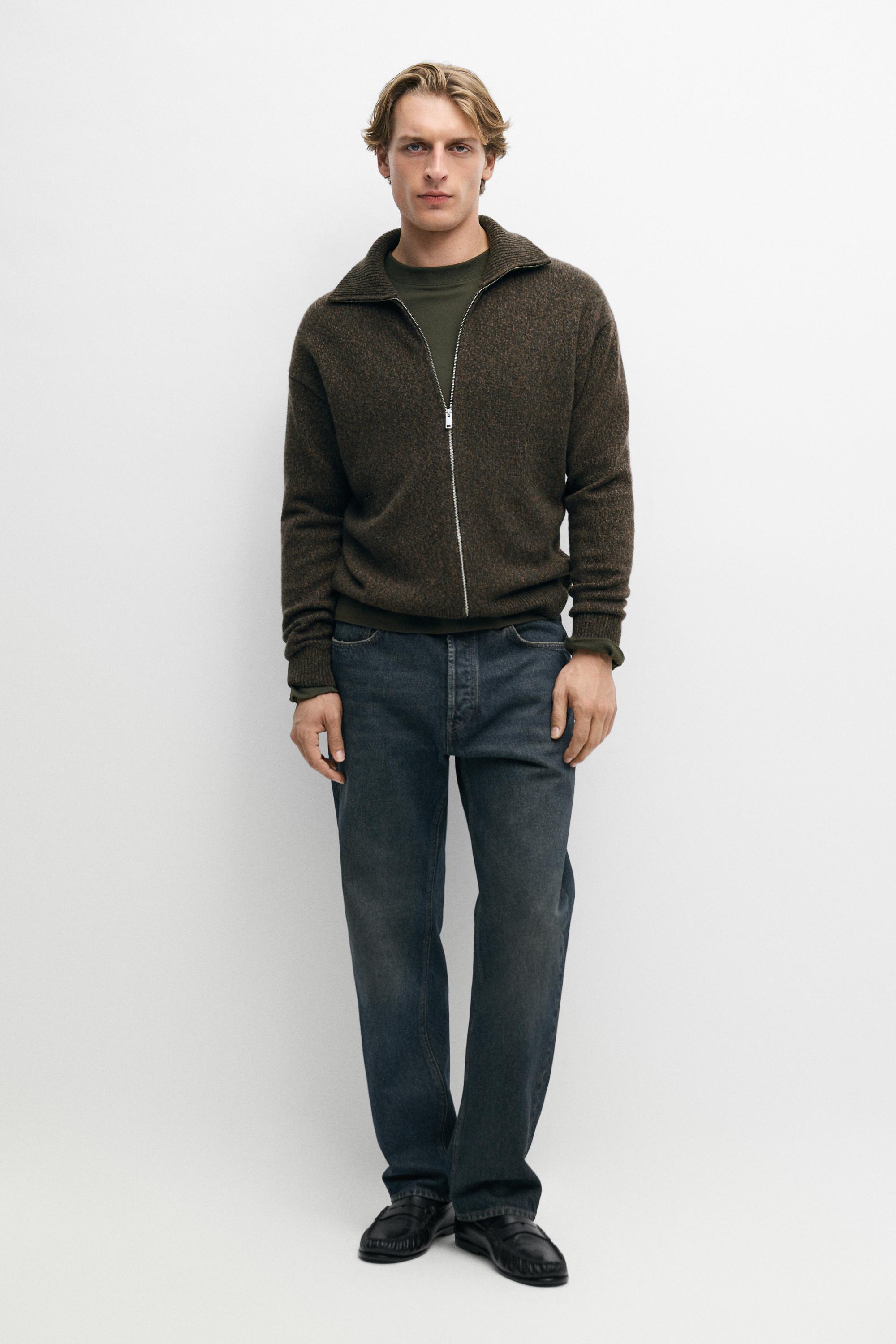 100% wool zip-up knit cardigan - Beige / Taupe brown | ZARA United