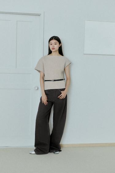 JEANS TRF CURVE 하이웨이스트 - Zara 초콜렛