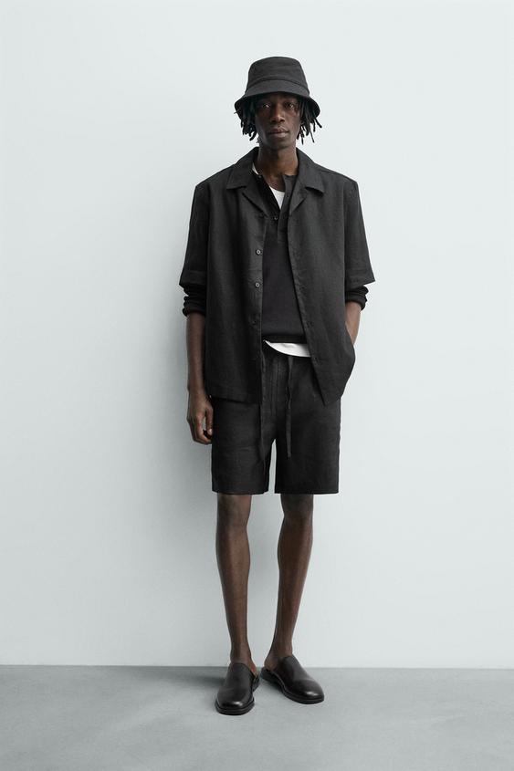 CAMISA RELAXED FIT 100% LINO - Negro de Zara - Imagen 0