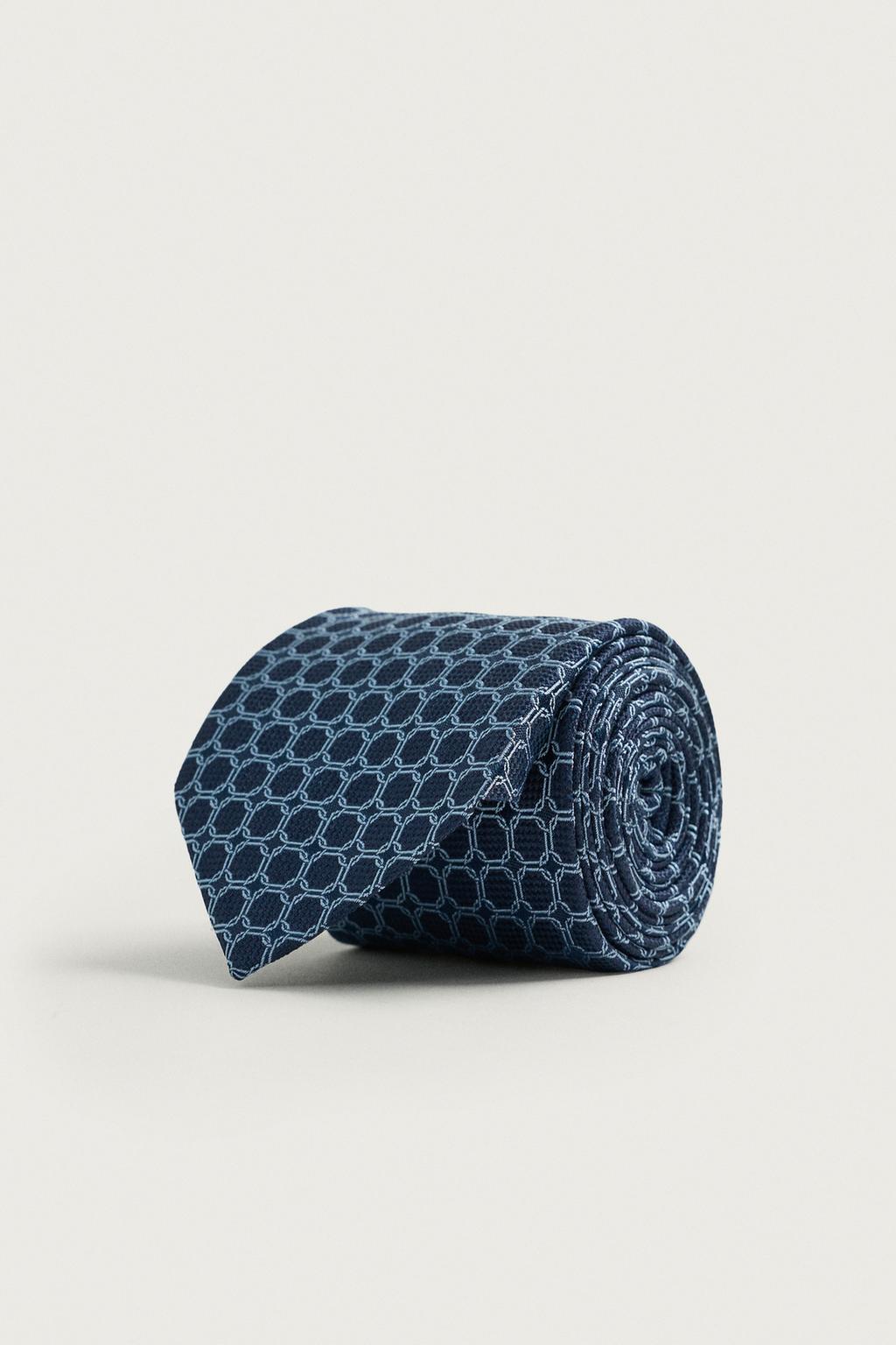 100% SILK GEOMETRIC JACQUARD TIE