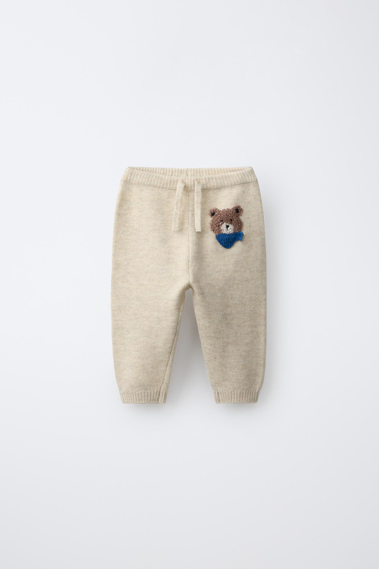 BEAR KNIT JOGGER PANTS — Light beige