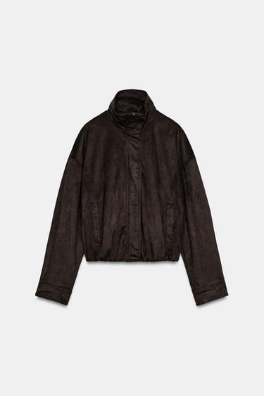 CAZADORA EFECTO ANTE CUELLO SUBIDO - Marrón de Zara - Imagen 0