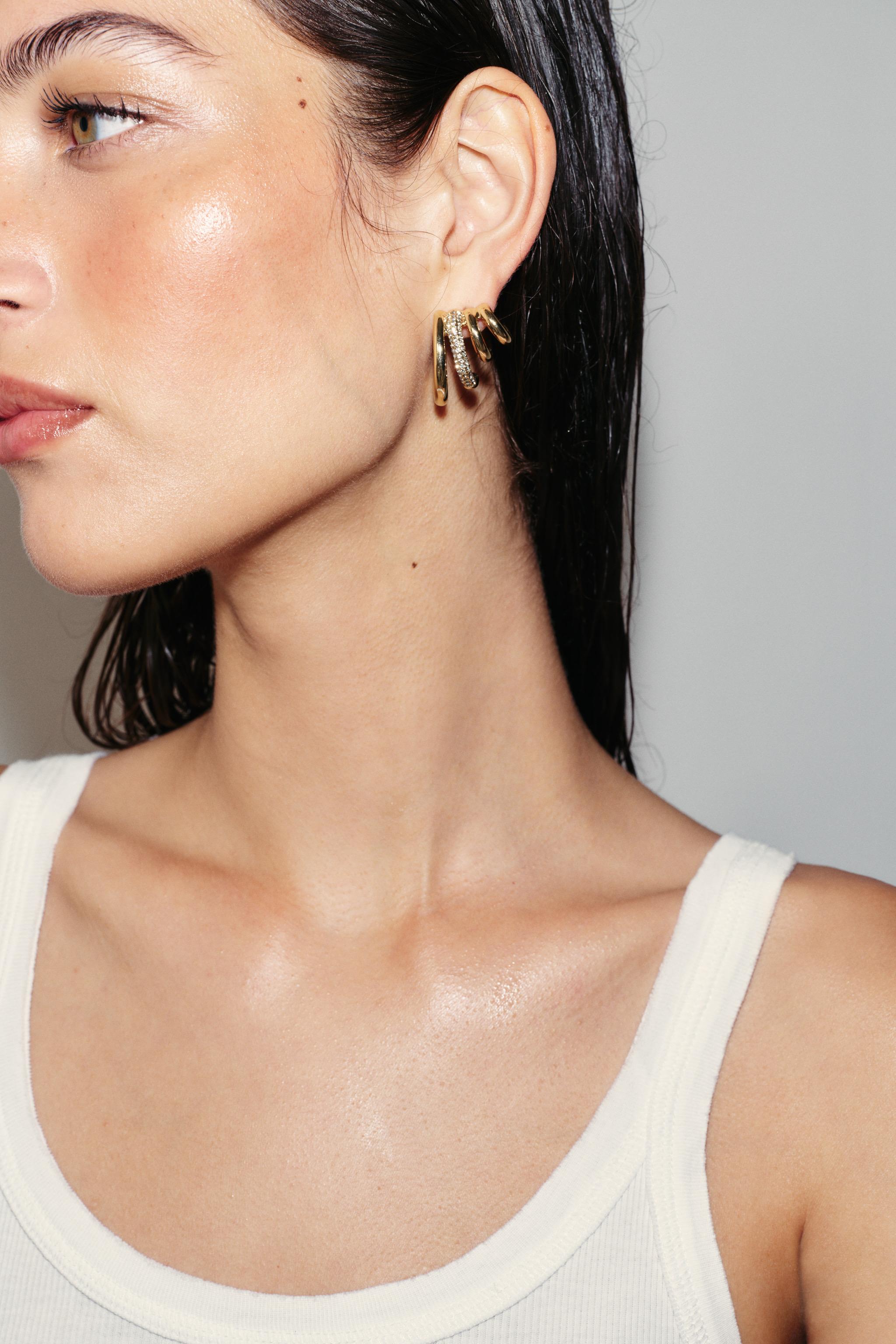 Женские аксессуары Zara METALLIC RHINESTONE EARCUFF EARRINGS — фото 4