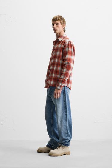 CHEMISE RELAXED FIT À CARREAUX - Rouge de Zara - Image 2