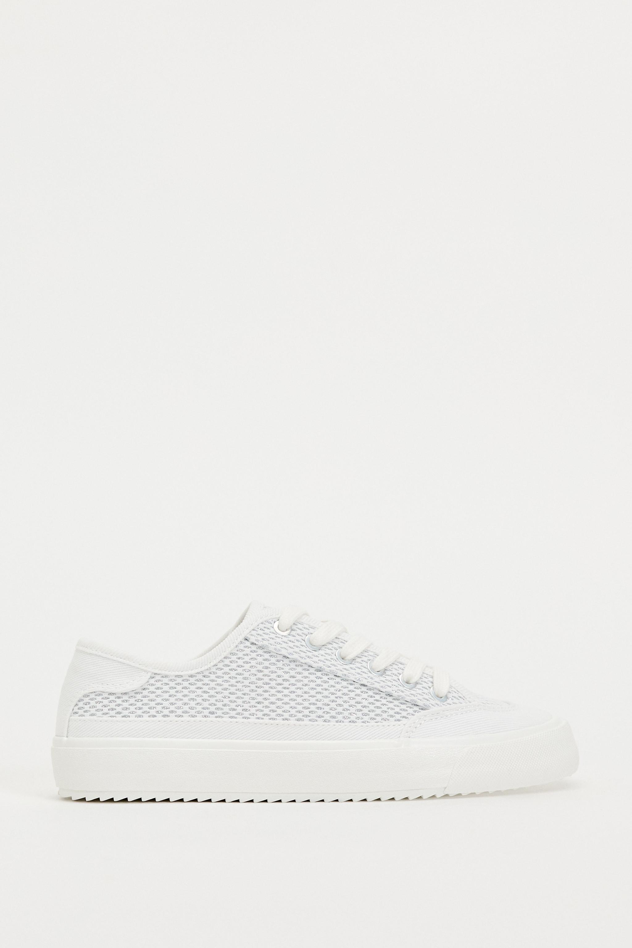 CASUAL FABRIC SNEAKERS - Silver | ZARA United States