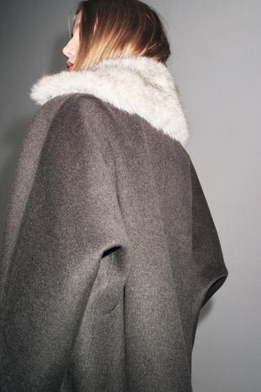 WOOL JACKET WITH FAUX FUR COLLAR ZW COLLECTION - Ecru / Beige by Zara - Image 1