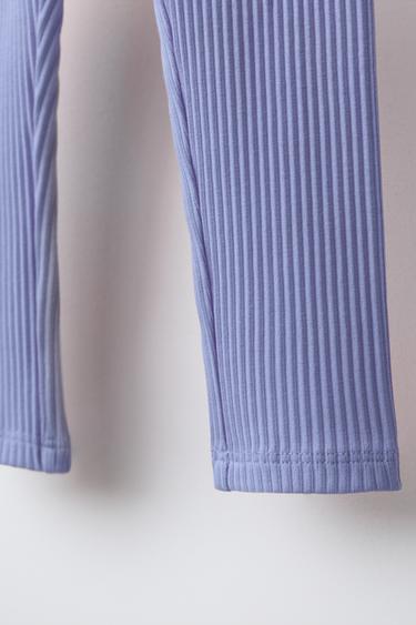 RIBBED LEGGINGS WITH DRAWSTRING - Pastel blue by Zara - Image 3